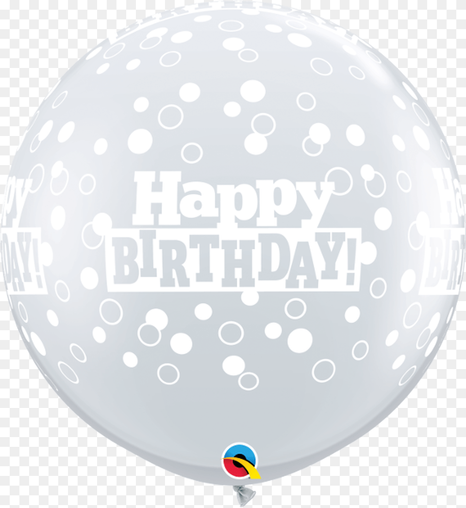 Q Clear With White Happy Birthday Confetti Print 2 Baloni 70, Balloon, Sphere, Plate Free Png Download