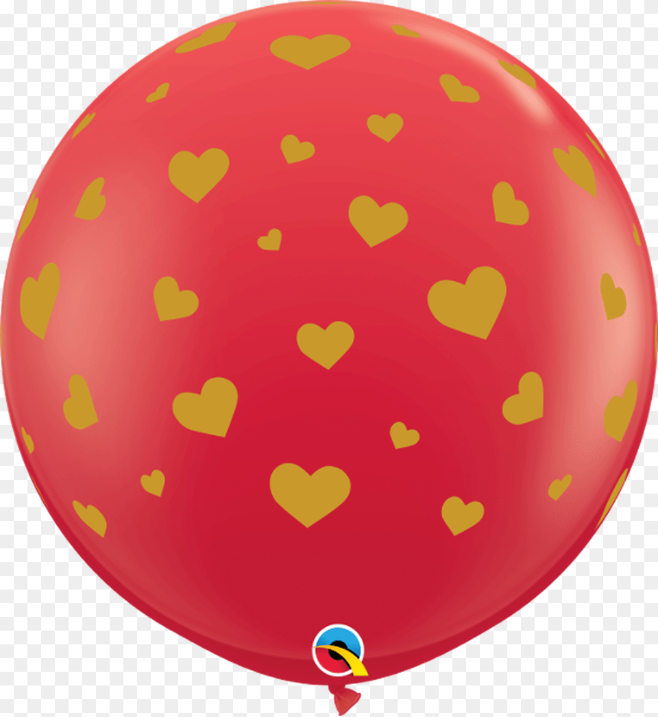 Q Random Hearts A Round Red With Gold Red Round Balloon Png