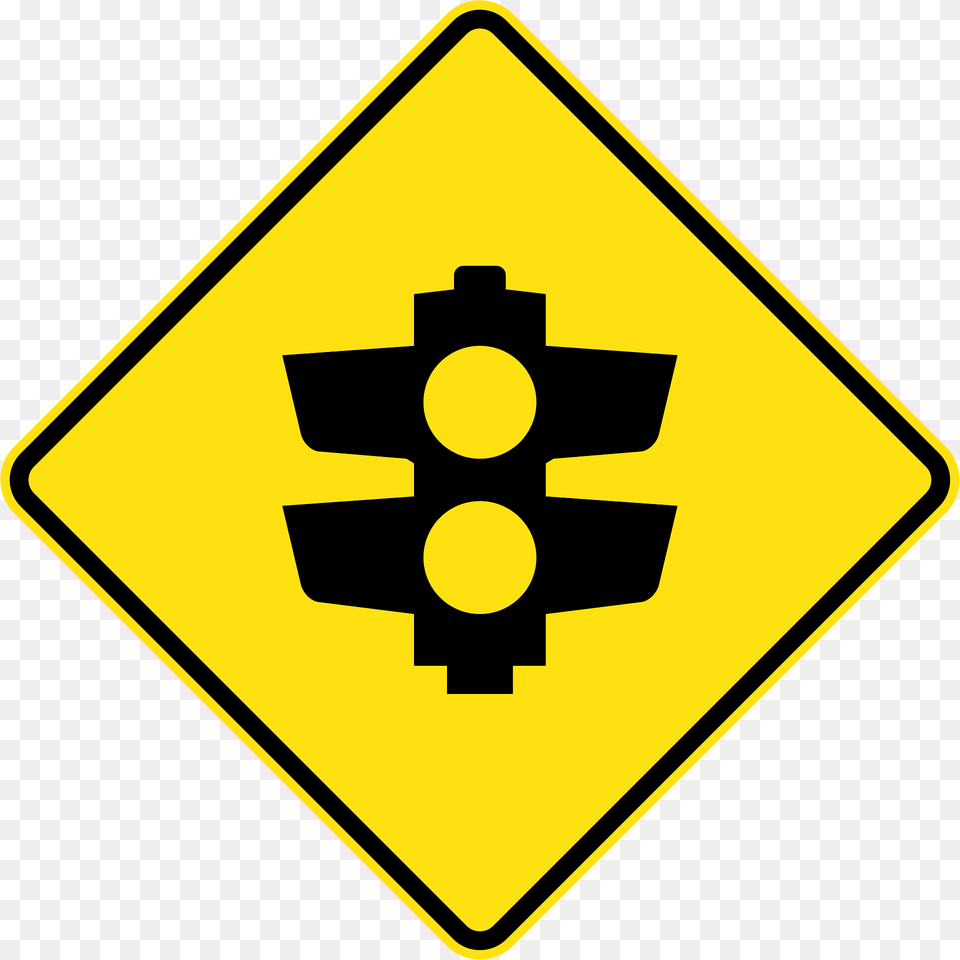 Q01 Ramp Metering Or Roundabout Metering Signals Ahead Used In Queensland Clipart, Sign, Symbol, First Aid, Road Sign Free Transparent Png