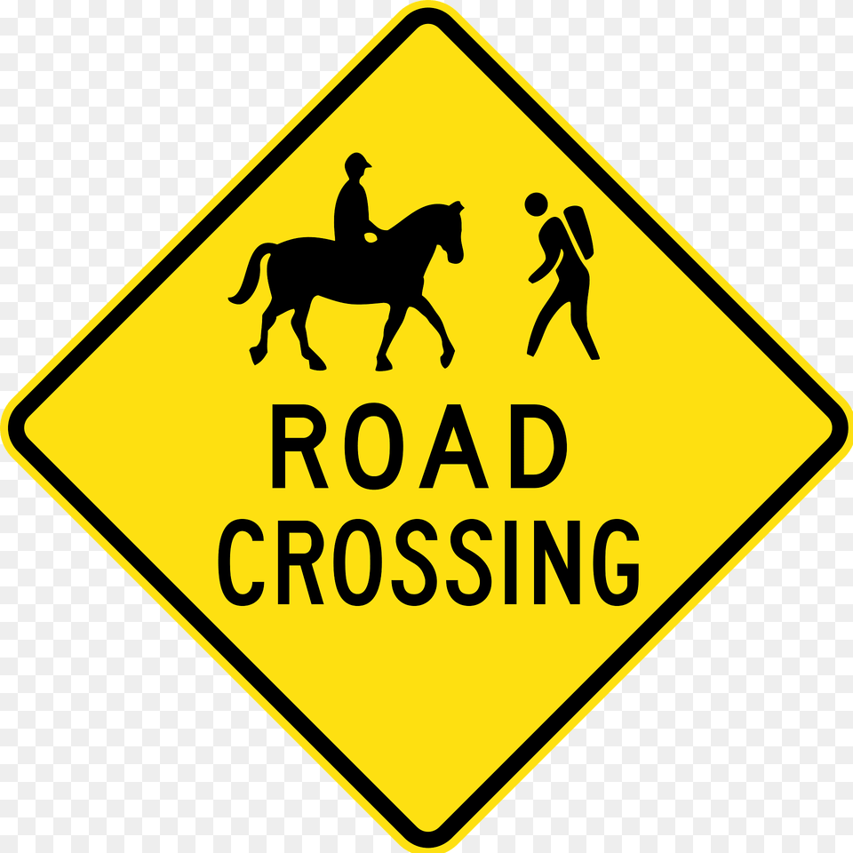 Q02 National Trail Road Crossing Used In Queensland Clipart, Sign, Symbol, Person, Road Sign Png