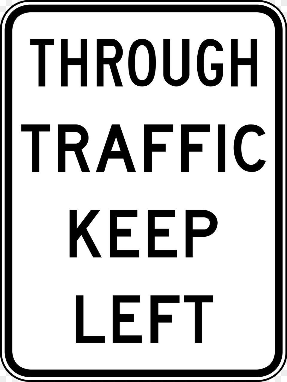 Q02 Through Traffic Keep Left Used In Queensland Clipart, Sign, Symbol, Road Sign, Text Free Png