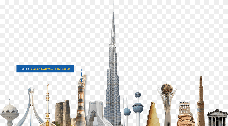 Qatar City Dubai Towers, Architecture, Building, High Rise, Spire Png Image