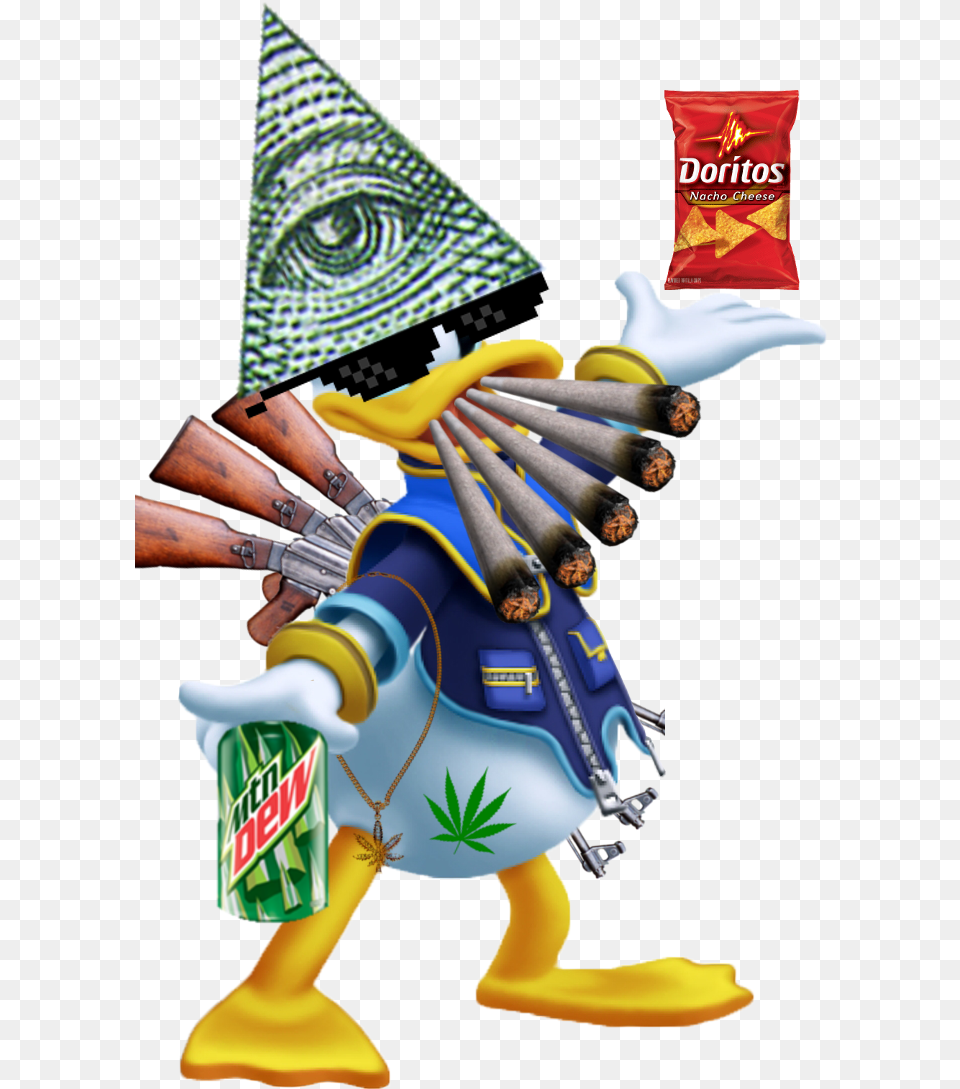 Qfsw Doritos Tortilla Chips Nacho Cheese 115 Kingdom Hearts Donald Duck, Gun, Weapon, Person, Advertisement Png Image