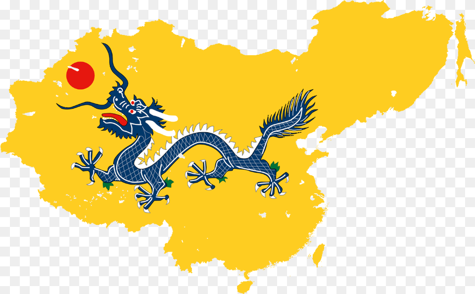 Qing Empire At Its Height Flag Map Chinese Empire Flag, Animal, Gecko, Lizard, Reptile Png