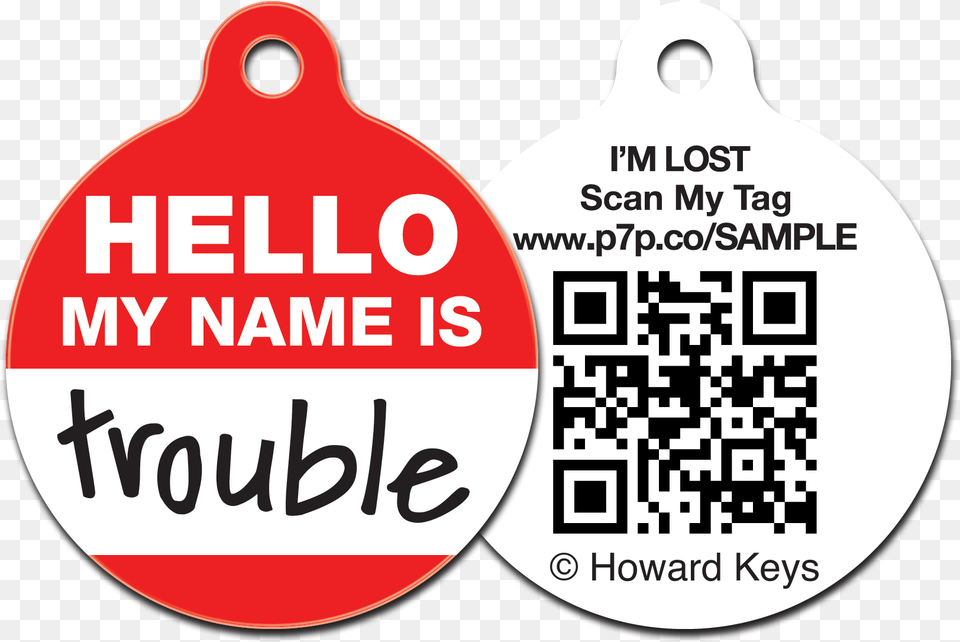 Qr Code Pet Id Tag With A Quothello My Name Is Trouble, Qr Code, Sticker, Logo, Symbol Free Transparent Png