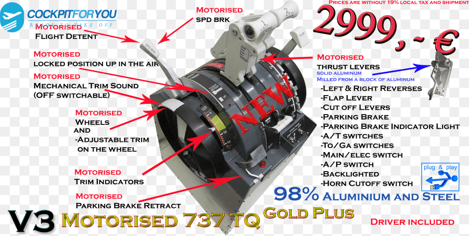 Qt B737 V3 Motorised Cockpit For You Goldplus S Machine Png Image