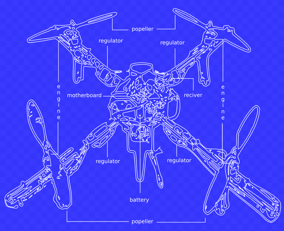 Quadcopter Blueprint Google Search Blue Prints Of A Quadcopter, Diagram, Animal, Antelope, Mammal Png Image