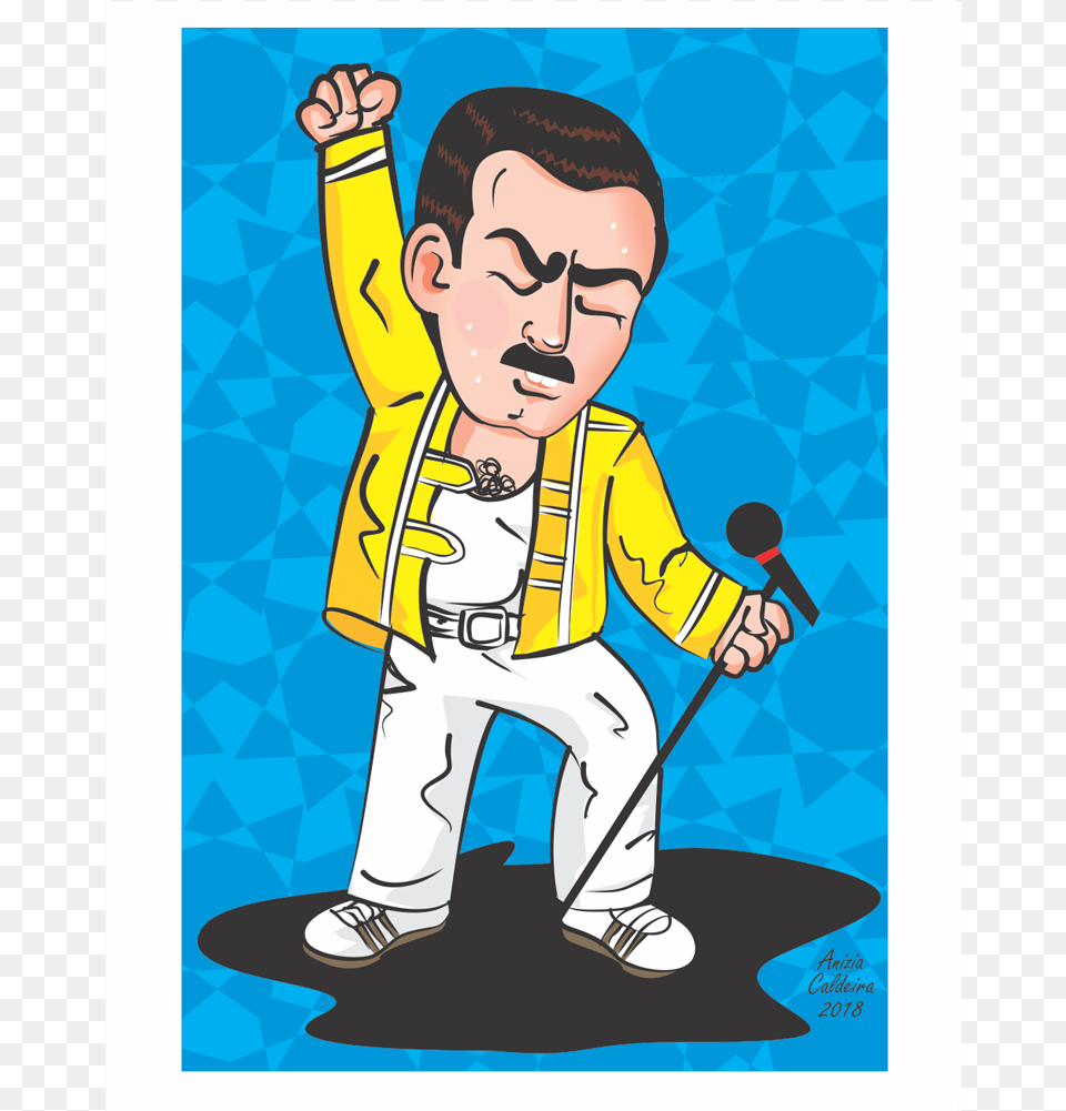 Quadro Freddie Mercury Cartoon, Boy, Child, Person, Male Free Transparent Png