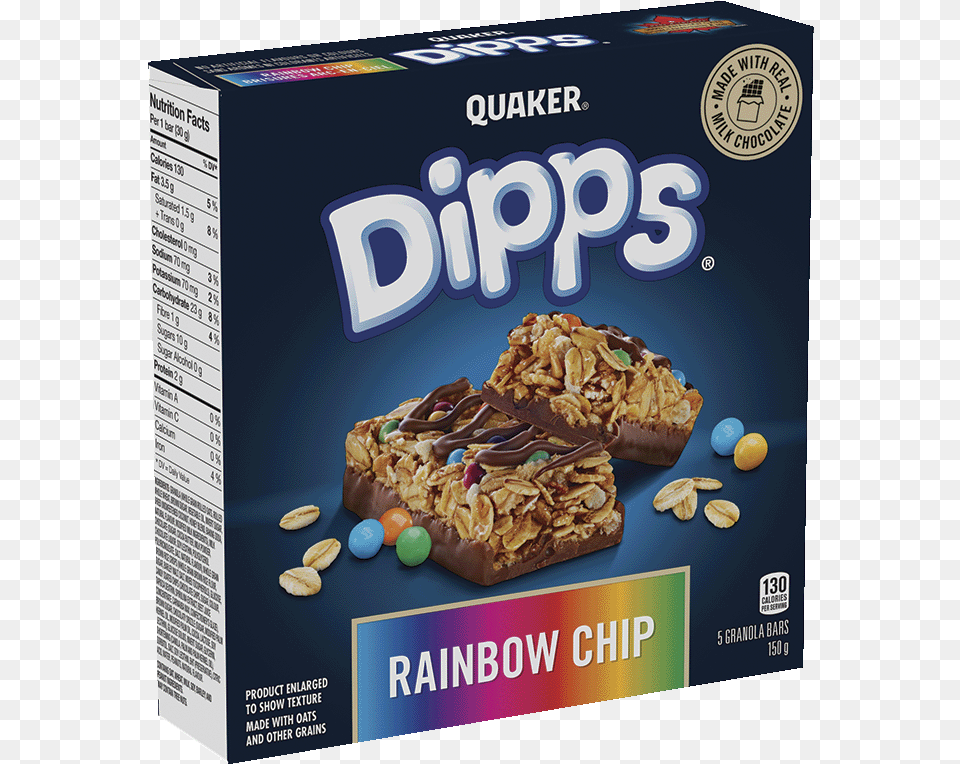Quaker Dipps Rainbow Chip Granola Bars Rainbow Dipps Granola Bar, Food, Sweets, Produce, Snack Png