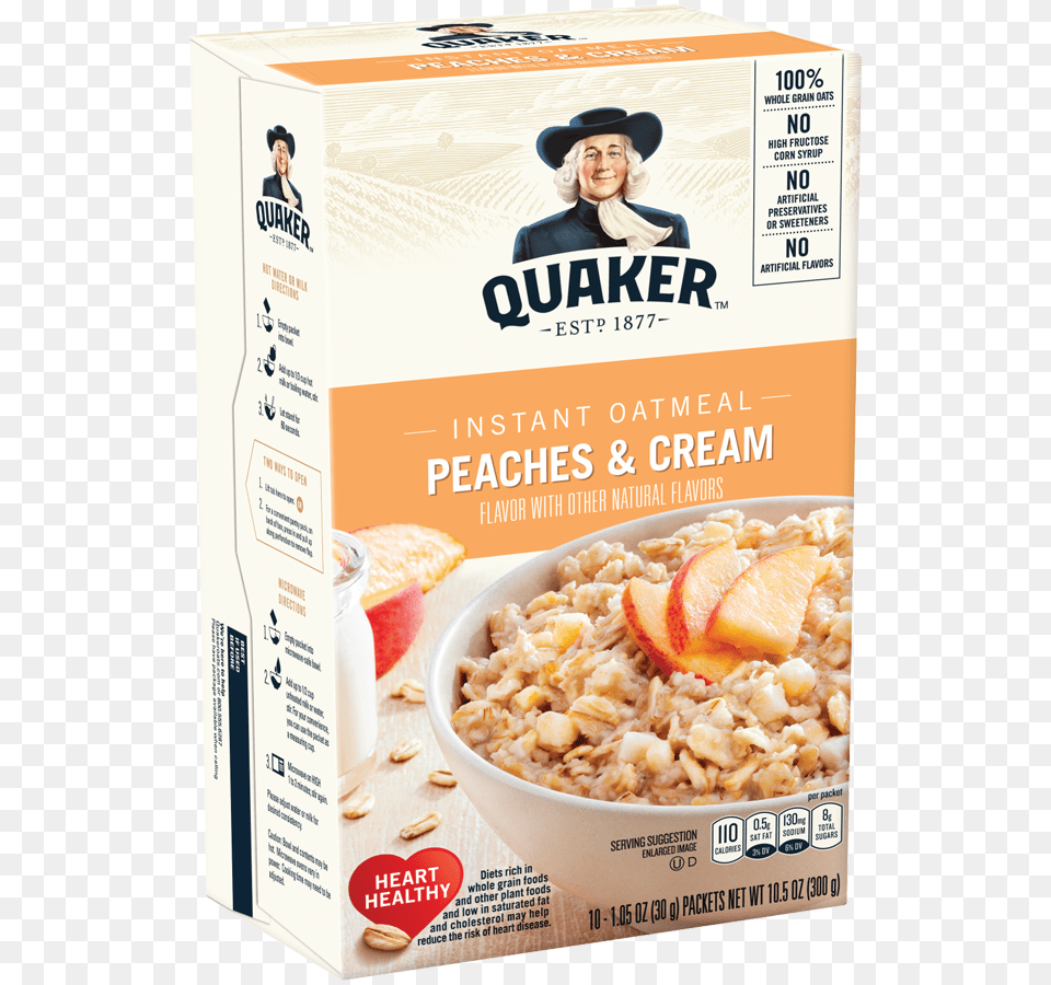 Quaker Instant Oatmeal Peaches Amp Cream 10 Packets Quaker Oats Peaches And Cream, Adult, Person, Food, Female Png