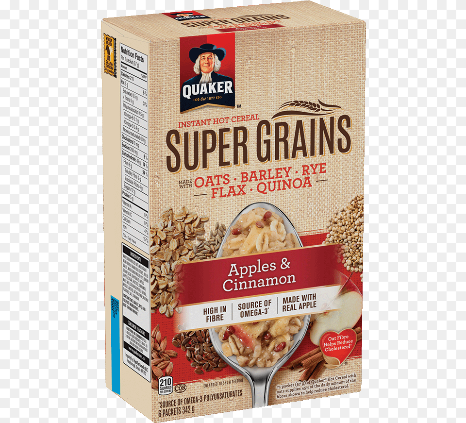Quaker Super Grains Apples Amp Cinnamon Instant Hot Quaker Oatmeal Coconut And Honey, Breakfast, Food, Adult, Female Png
