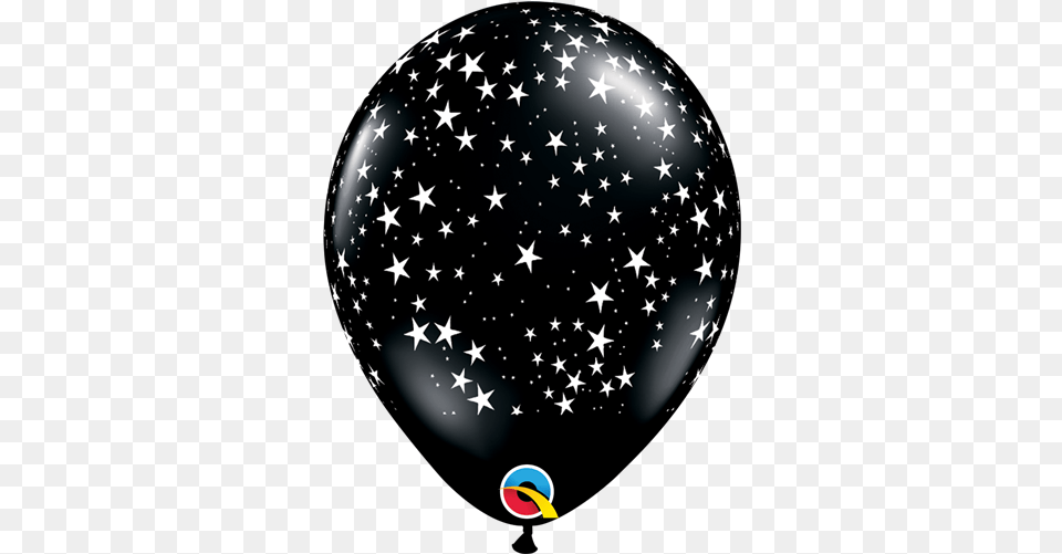 Qualatex 11 Inch Black Stars Around Latex Balloons 50 Count Black Gold Balloons, Sphere Free Png