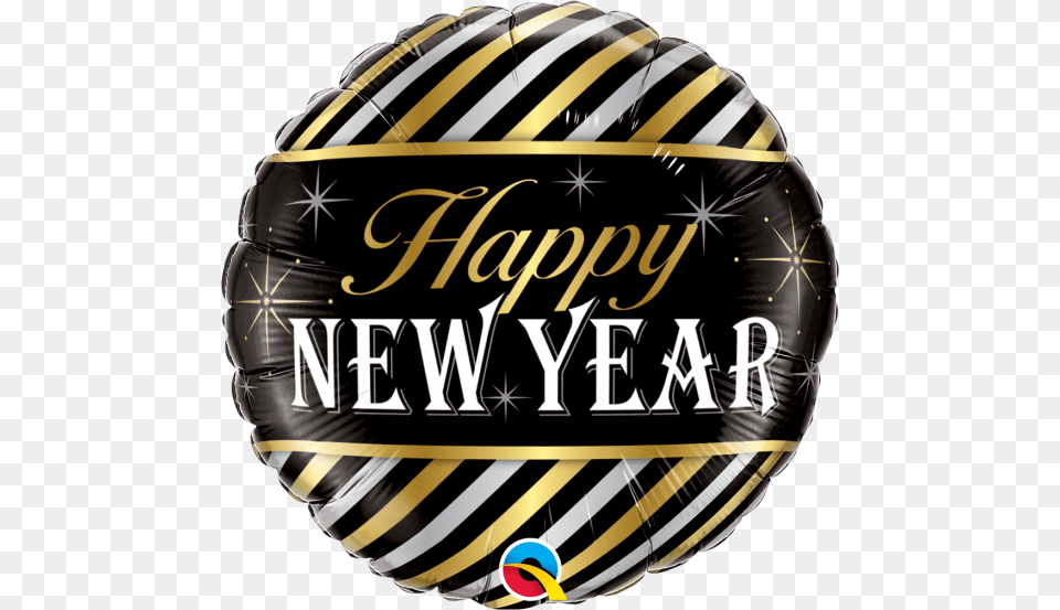 Qualatex 18 Inch Foil Mylar Happy New Year Diagonal Festive Happy New Year 2017 Assorted Mylar Balloons, Sphere, Crash Helmet, Helmet, Ammunition Png