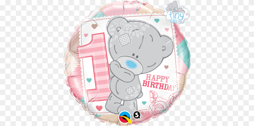 Qualatex 18 Inch Tiny Tatty Teddy 1st Birthday Girl Suprafoil Golf Ball Balloon, Diaper Free Transparent Png