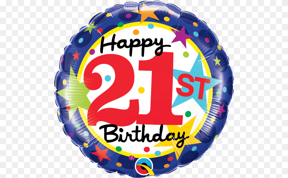 Qualatex 18 Inches 21st Birthday Star Foil Balloon Clipart Happy 21st Birthday, Text, Number, Symbol, Birthday Cake Free Transparent Png