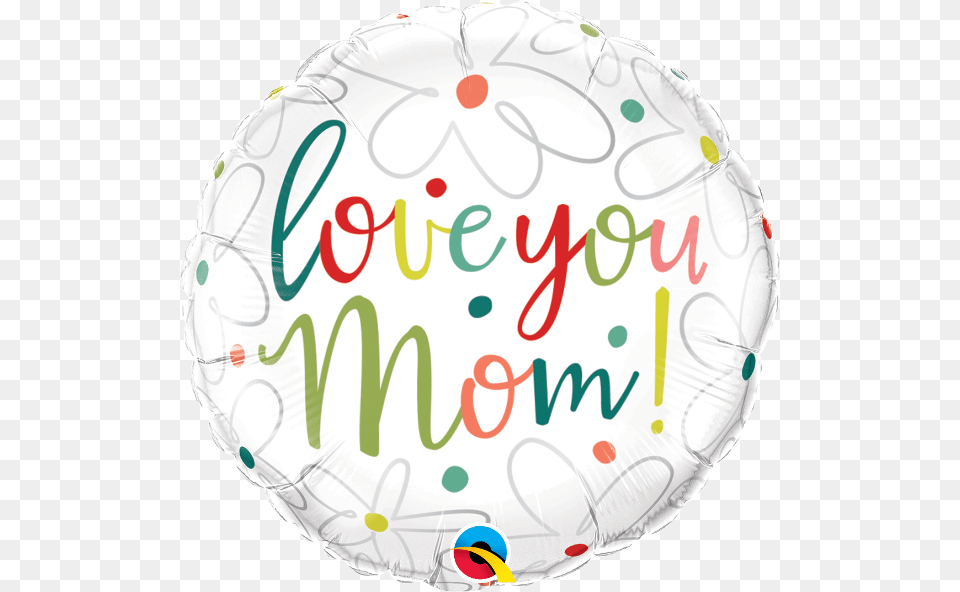 Qualatex 18 Inches Love You Mom Scribble Flower Foil Qualatex, Birthday Cake, Cake, Cream, Dessert Free Transparent Png