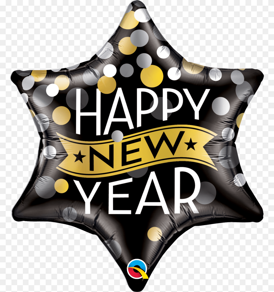 Qualatex 22quot Foil Balloon Happy New Year Confetti Dots Happy New Year Confetti Dots Helium Balloon, Badge, Logo, Symbol Png Image