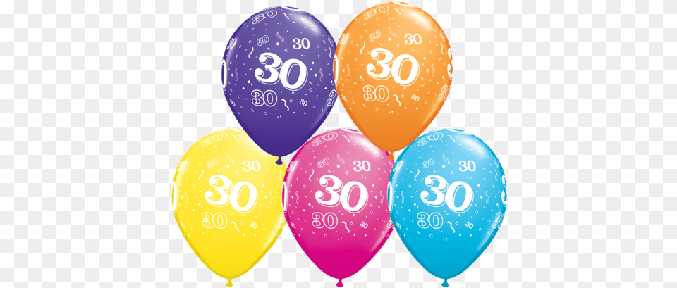 Qualatex 30th Birthday Assorted Colour Latex Balloon Balloons Free Png