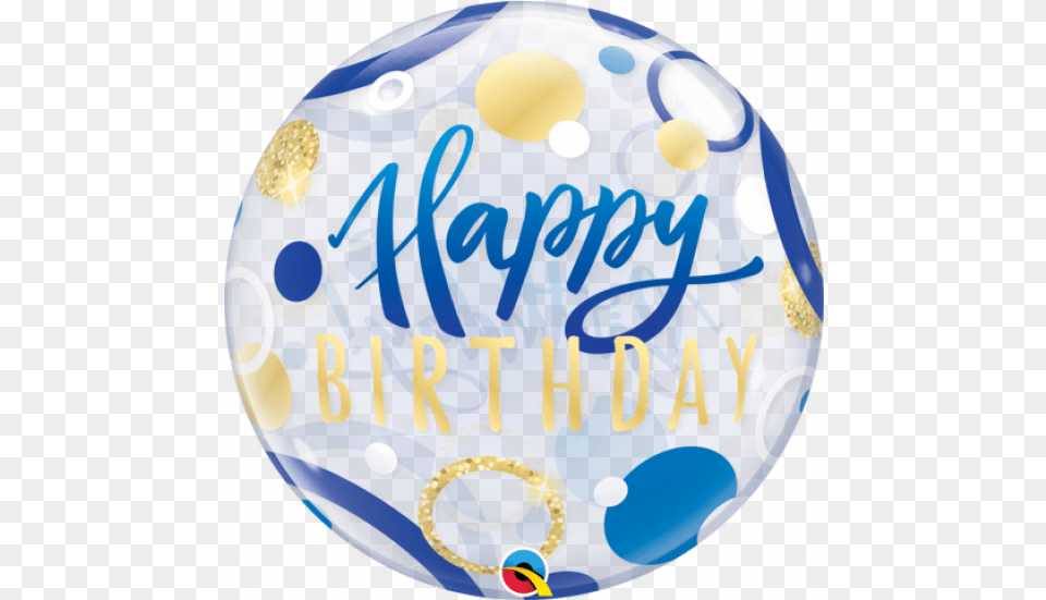 Qualatex Bubble 56cm 22 Birthday Blue And Gold Dots Qualatex Bubble Balloons, Balloon, Birthday Cake, Cake, Cream Png Image