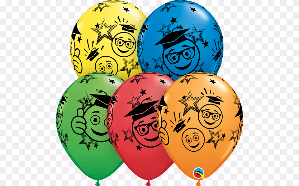 Qualatex Graduation Cap Smiley Emoji Around Ballagsi Lufik Fiuknak, Balloon, Face, Head, Person Free Png Download