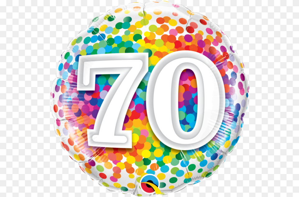 Qualatex Rainbow Confetti Age 7070th Birthday 18 Inch Foil Balloon Ballon Anniversaire 40 Ans, Birthday Cake, Cake, Cream, Dessert Png Image