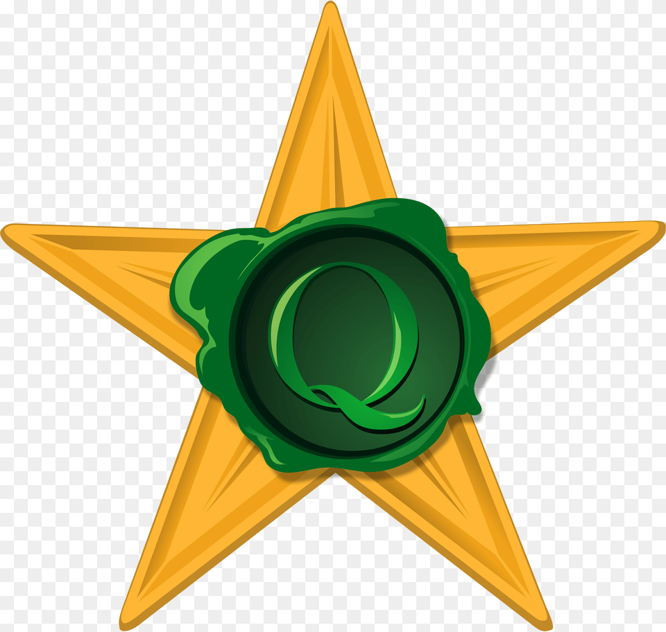 Quality Barnstar Stamp Clipart, Green, Star Symbol, Symbol, Device Png Image