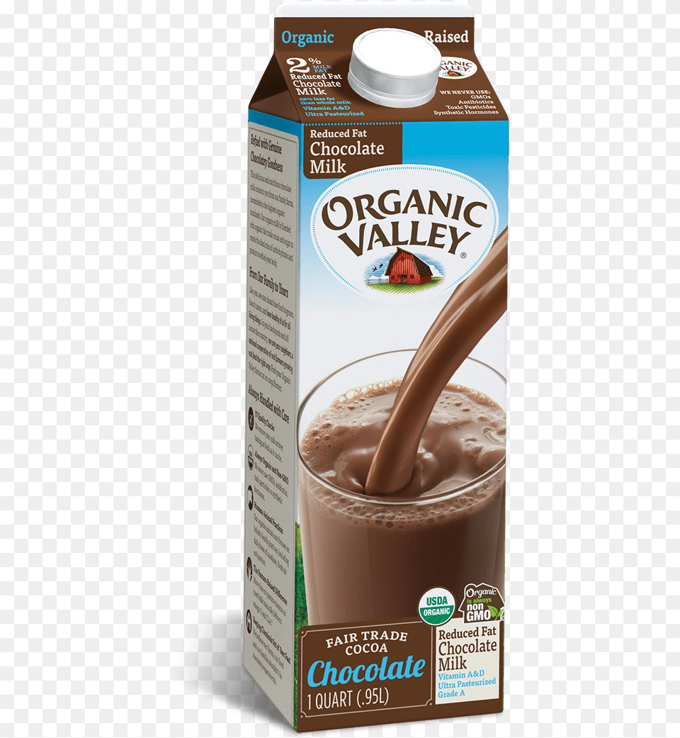 Quart Reduced Fat 2 Chocolate Milk Organic Valley Chocolate Milk, Beverage, Cocoa, Cup, Dessert Png