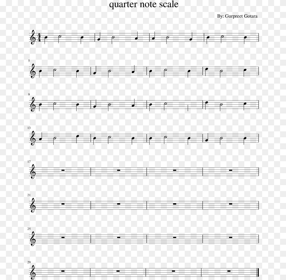 Quarter Note Scale Sheet Music Composed By By Be My Baby, Gray Free Transparent Png