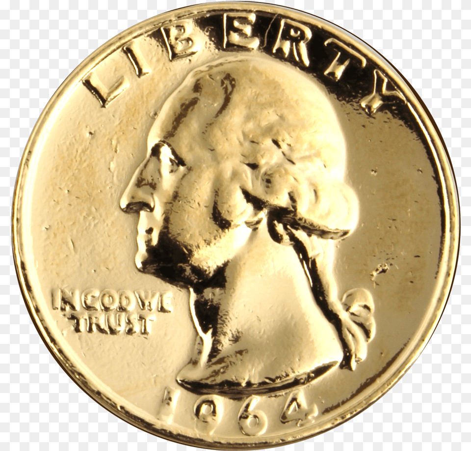 Quarter Us Dollar Gold Plated Coin Gold Quarter Dollar, Money, Person, Face, Head Png Image