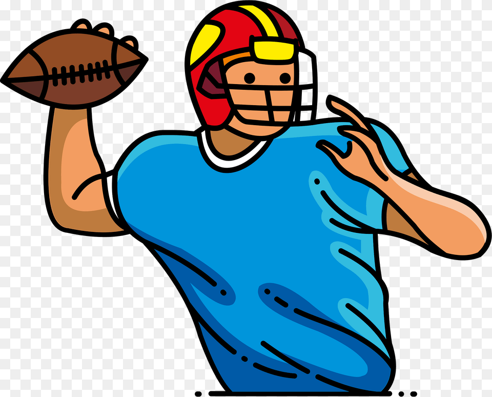 Quarterback Throwing Clipart, T-shirt, Person, People, Helmet Png Image