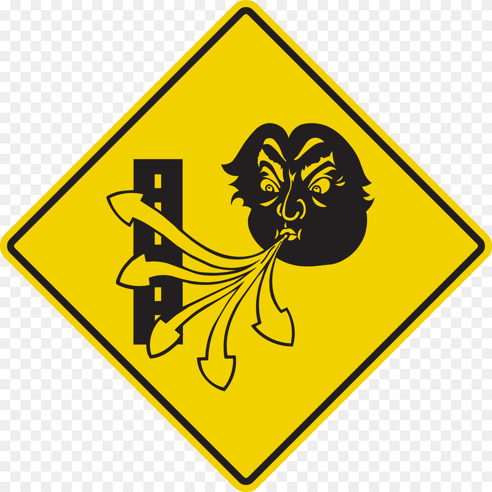 Quebec Windy Road Sign, Symbol, Road Sign, Face, Head Png
