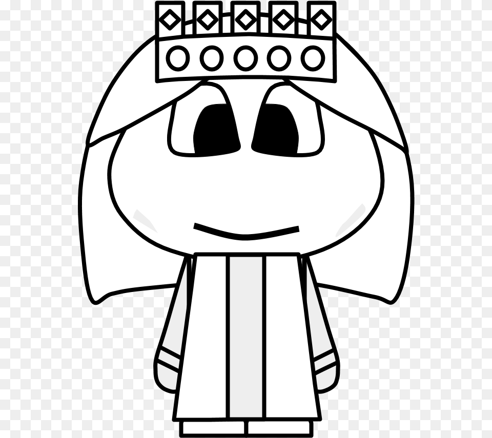 Queen Crown Big Eyes Cartoon Person Black And White Cartoon, Stencil Free Png