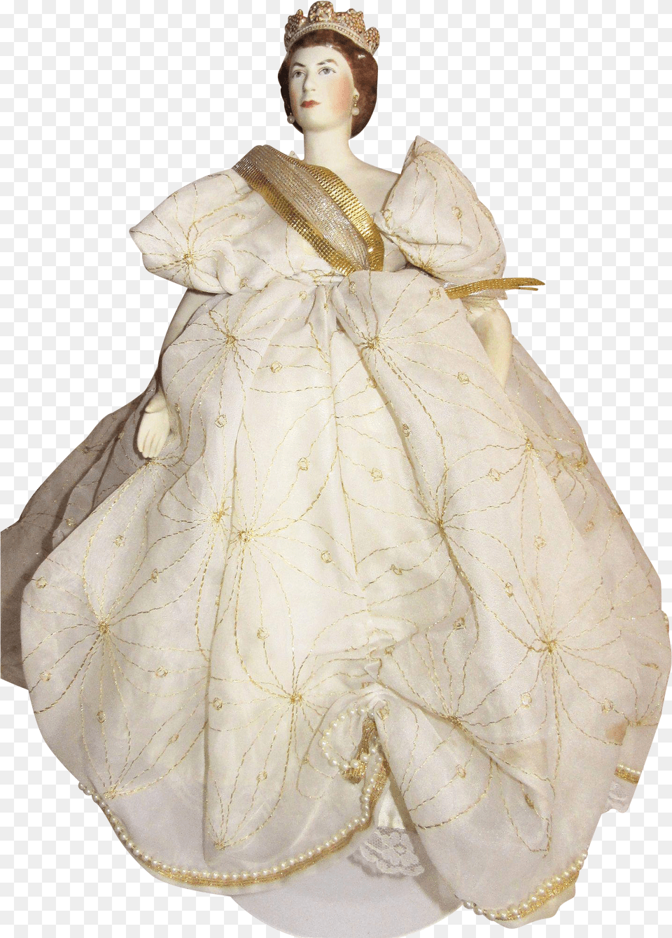 Queen Elizabeth Coronation Doll By Lathrop Signed Costume, Adult, Wedding, Person, Woman Png