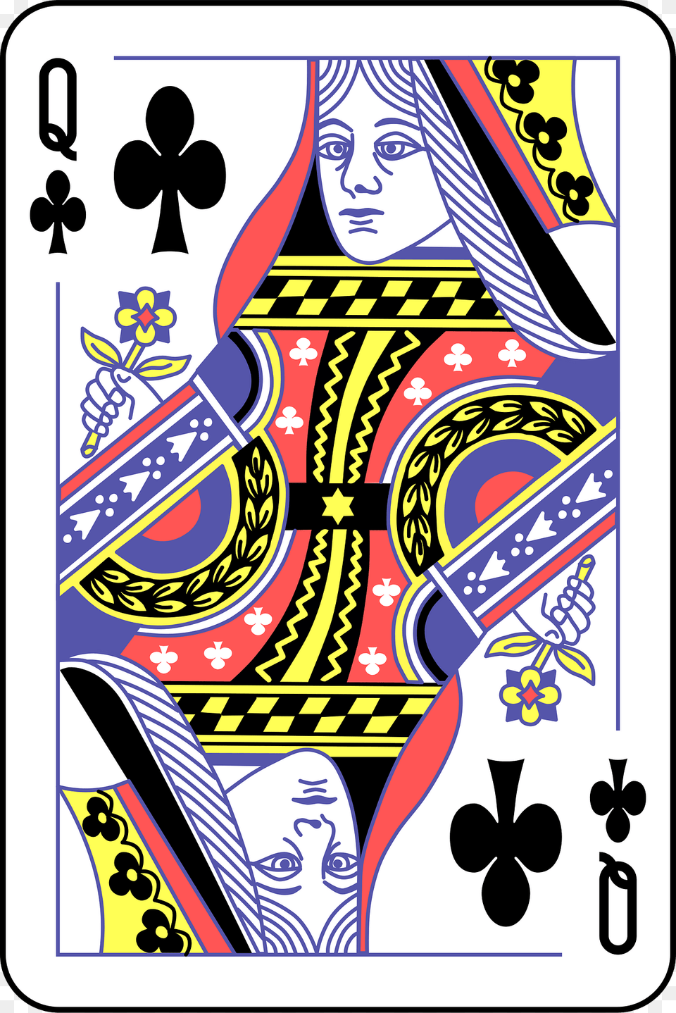 Queen Of Clubs Clipart, Pattern, Face, Head, Person Png