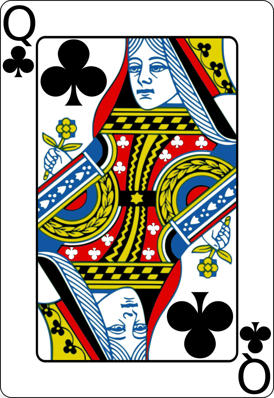 Queen Of Clubs Clipart, Pattern, Face, Head, Person Png Image
