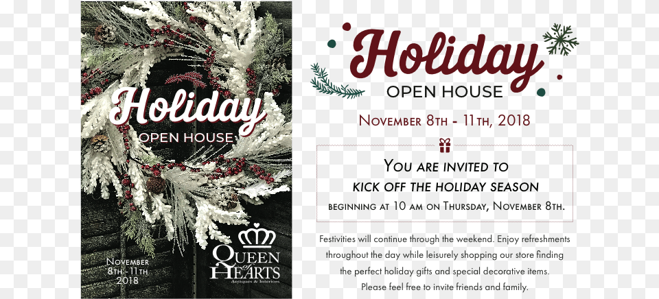 Queen Of Hearts Holiday Open House Flyer, Advertisement, Poster Free Png