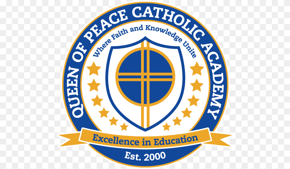 Queen Of Peace Catholic Academy U2013 Where Faith And Knowledge Emblem, Logo, Symbol, Badge Png Image
