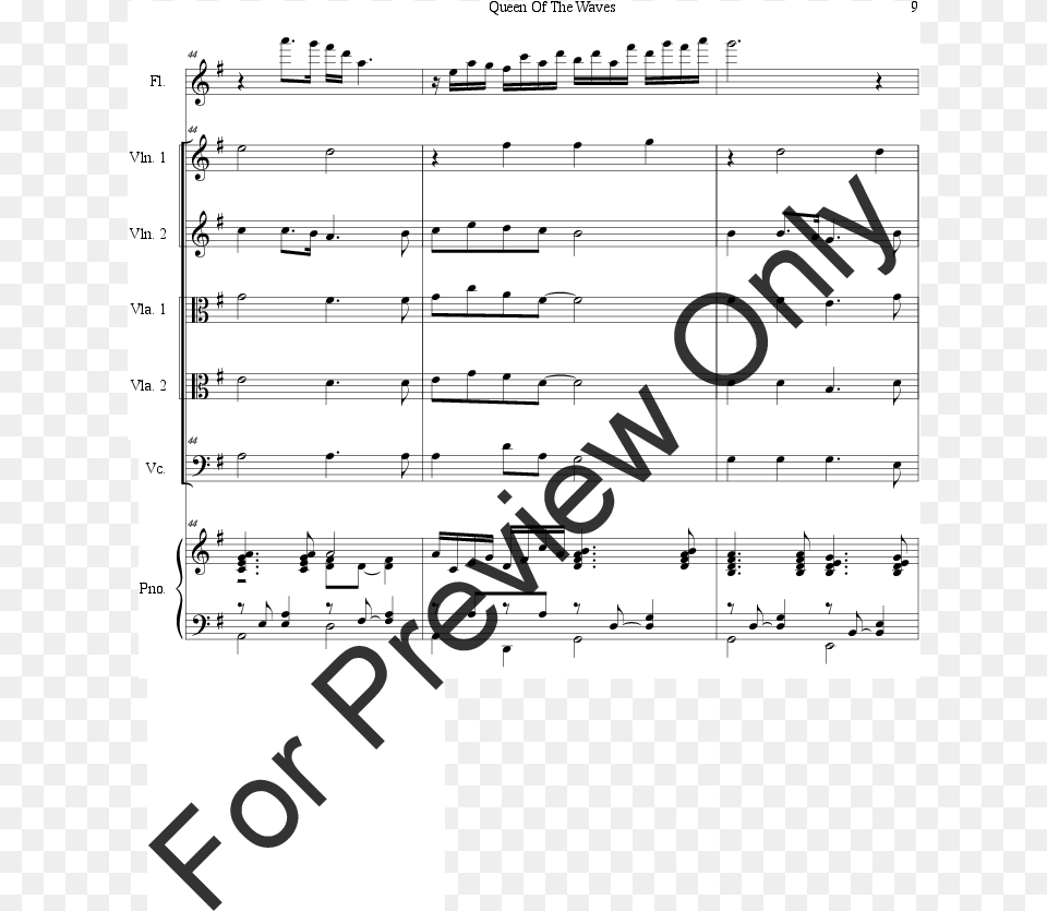Queen Of The Waves Thumbnail Accompaniment, Sheet Music Png Image