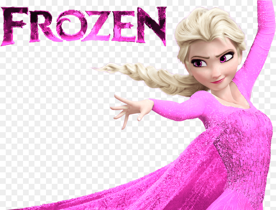 Queen Pink Dress By Frozen Elsa Pink, Doll, Figurine, Toy, Face Png