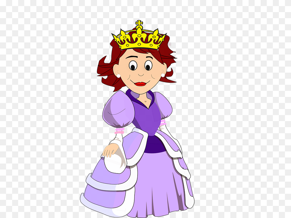 Queen Princess Crown Royal Monarch Imperial Queen Clipart, Book, Comics, Publication, Baby Free Png Download