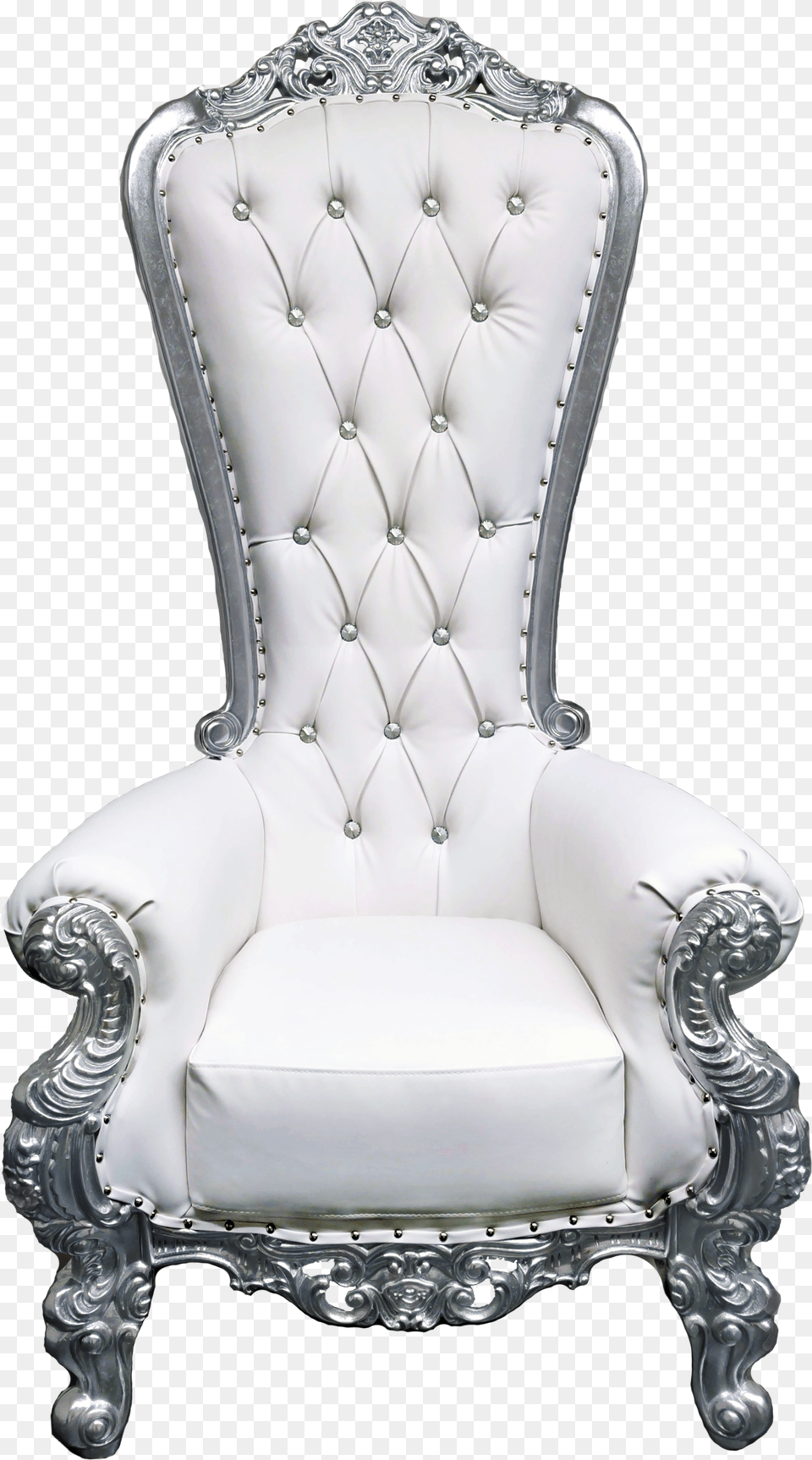 Queen Throne Chair Silverwhite Throne Chair For Sale, Furniture, Armchair Free Png