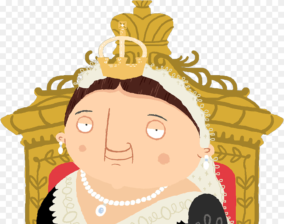 Queen Victoria Sitting On The Throne Cartoon, Furniture, Accessories, Person, Baby Png