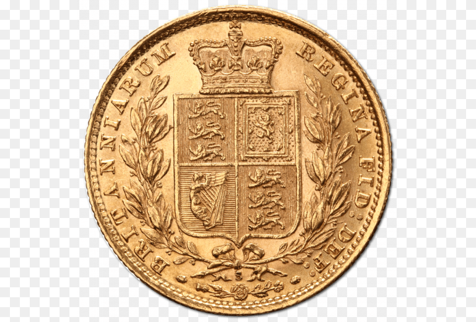 Queen Victoria Young Head Shield Back Gold Coin Medieval Coin No Background, Money Png