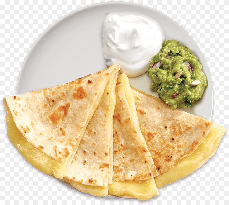 Quesadilla Baja Fresh Chicken Quesadilla, Food, Bread, Plate, Cream Png Image