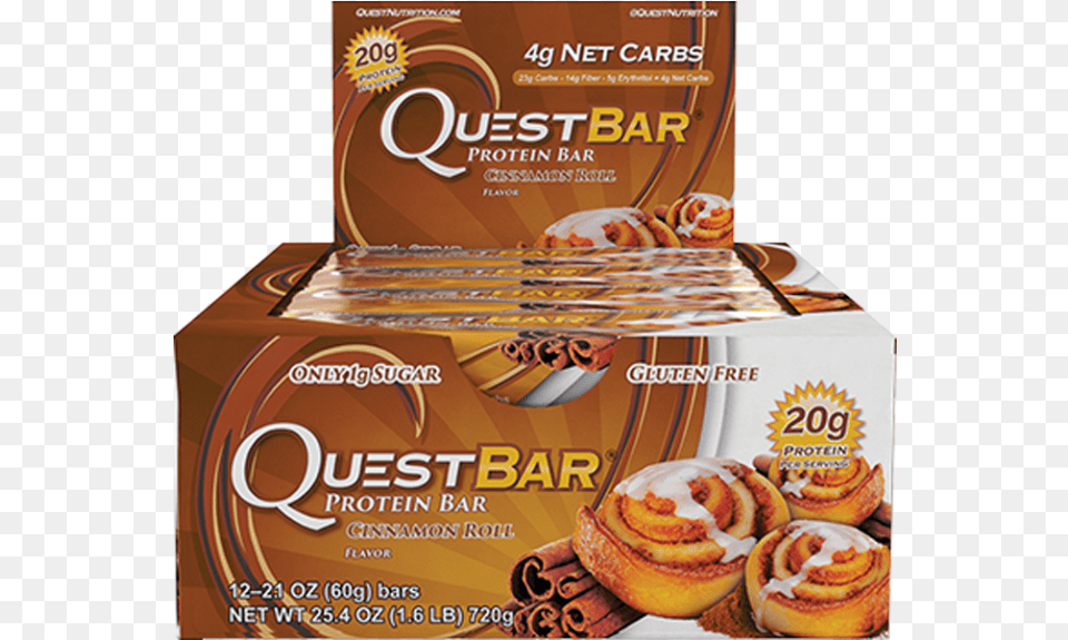 Quest Nutrition Protein Bar Cinnamon Roll Box 12 Box Quest Bars, Advertisement, Poster, Dessert, Food Png