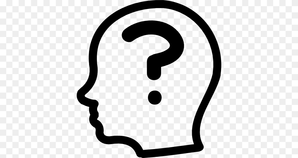 Question Mark Inside A Bald Male Side Head Outline, Stencil, Smoke Pipe Free Png