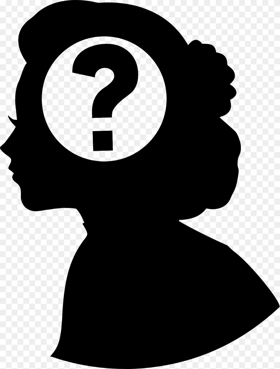 Question Mark Shape Head Creative Woman Brain Woman With Question Mark Silhouette, Gray Free Png Download