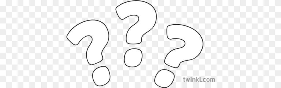 Question Marks Black And White Line Art, Number, Symbol, Text Free Png Download