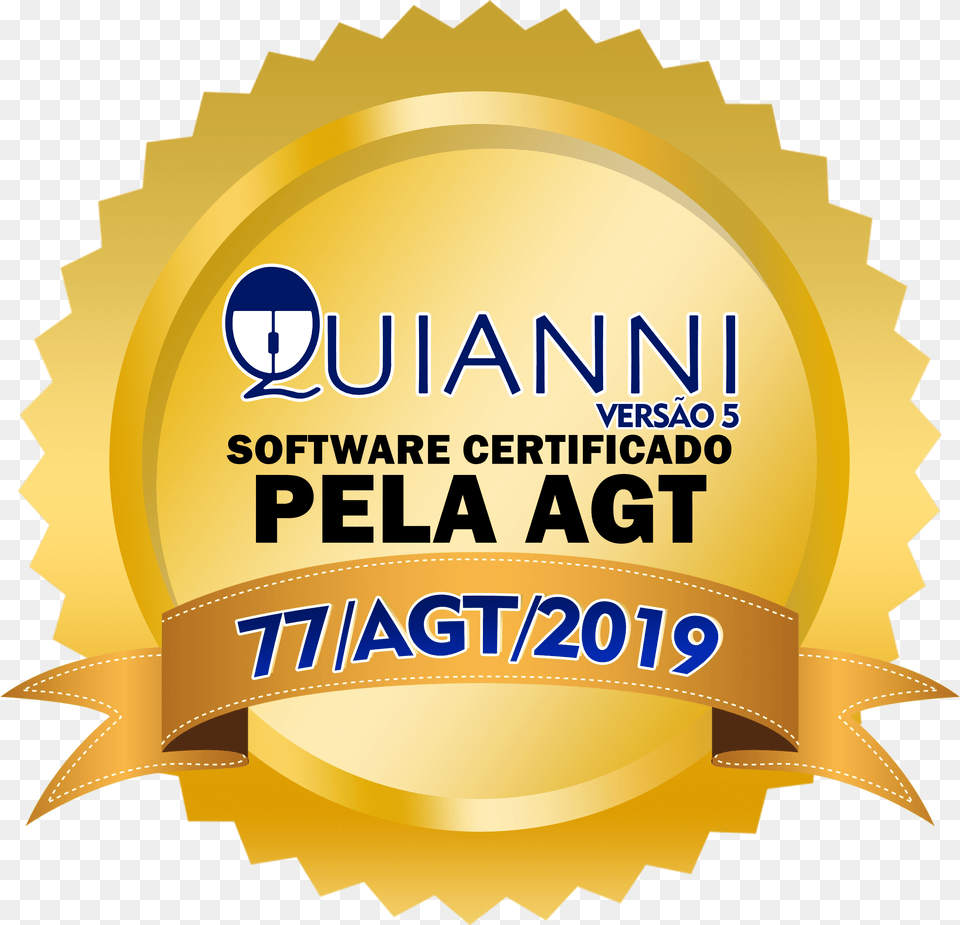 Quianni Software Certificado Pela Agt, Badge, Gold, Logo, Symbol Png Image