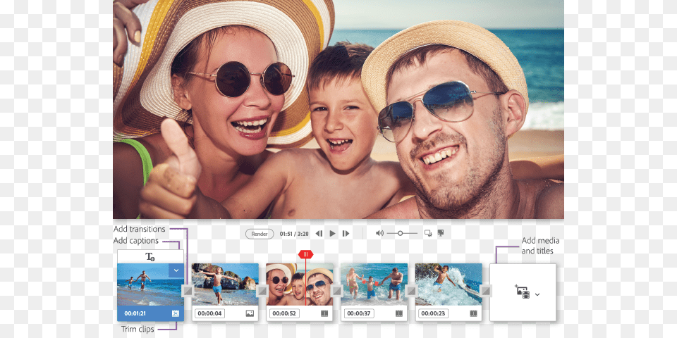 Quick Edit Video Editing Has A Simplified Sceneline Adobe Premiere Elements 2019, Accessories, Person, Hat, Hand Free Transparent Png